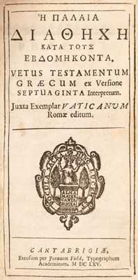 Lot 279 - Bible [Greek - Old Testament]. Vetus Testamentum Graecum..., Cambridge, 1665