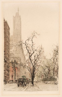 Lot 336 - Kasimir (Luigi, 1881-1962). The Minaret, New York, 1927, etching printed in colours