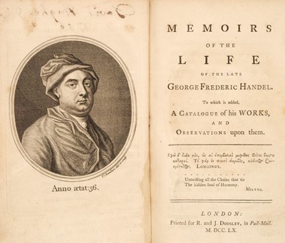 Lot 342 - Mainwaring (John). Memoirs of the life of the late George Frederic Handel. A catalogue of his works..., 1760, plus one other