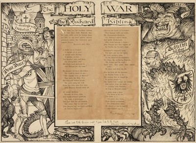 Lot 579 - Sullivan (Edmund, 1869-1933). The Holy Wars by Rudyard Kipling, signed, 1917, pen and ink