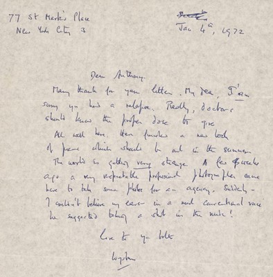 Lot 770 - Auden (Wystan Hugh, 1907-1973). Three Autograph Letters Signed, ‘Wystan’