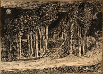 Lot 560 - Guthrie (James, 1859-1930). Cabin in the Woods, pen and black ink