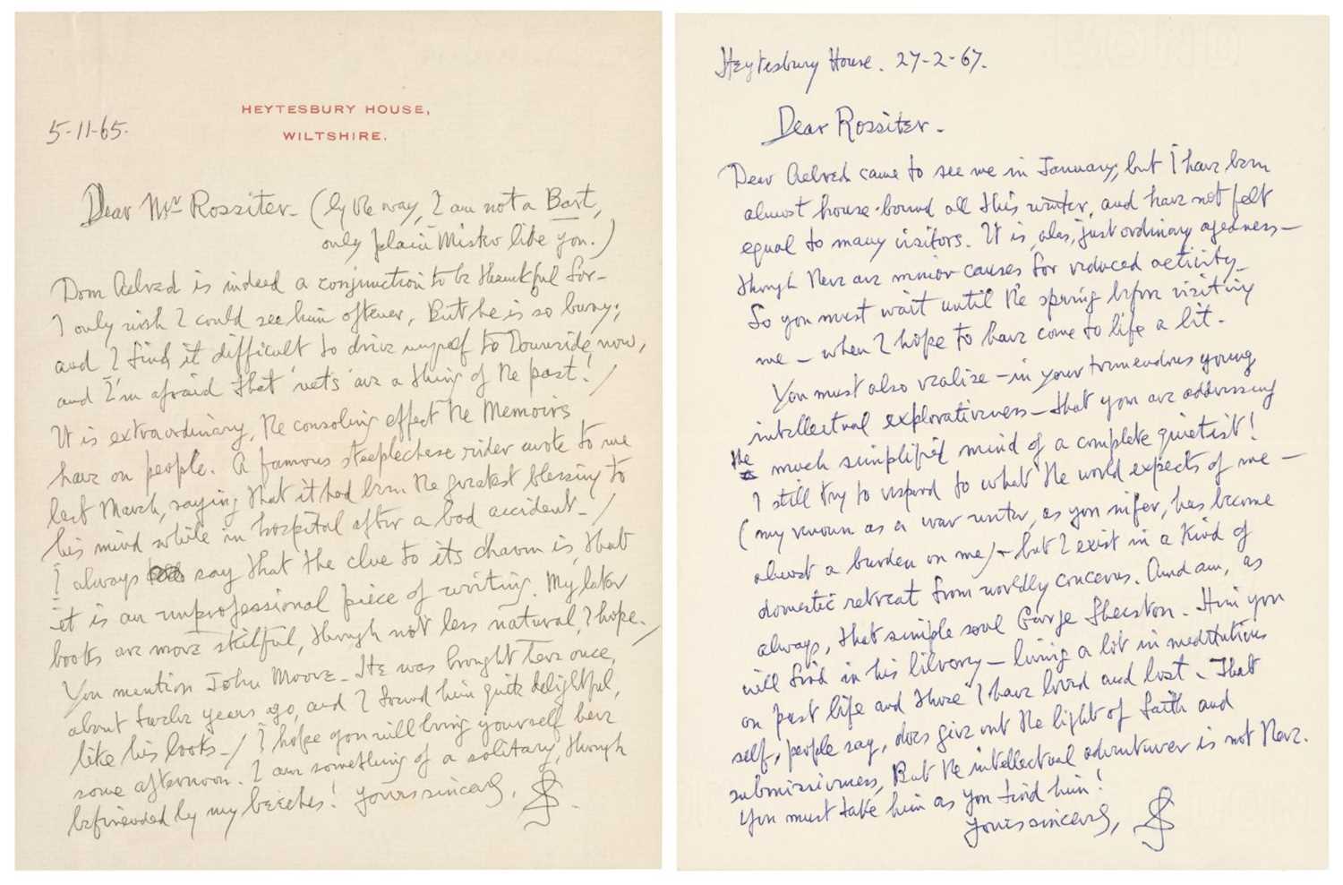 Autograph Monogram Lot 779 - Sassoon (Siegfried Loraine, 1886-1967). Two