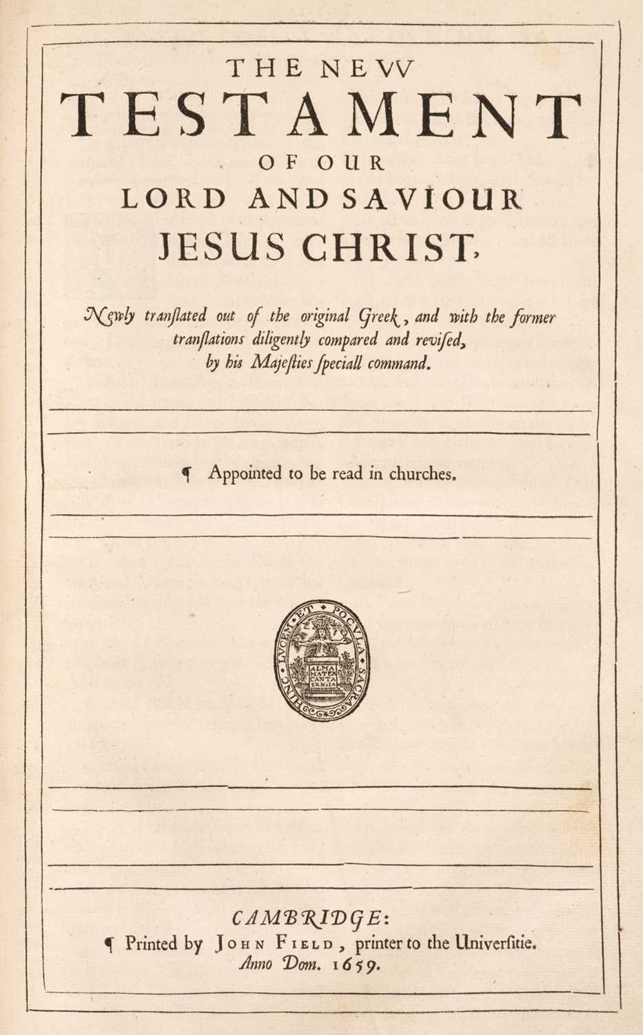 Lot 277 - Bible [English]. [The Holy Bible: containing the bookes of the Old & New..., 1659]