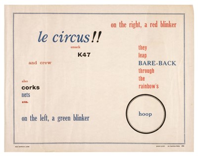 Lot 378 - Hamilton Finlay (Ian, 1925-2006). Poster Poem (Le Circus), 1964