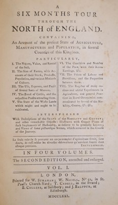 Lot 35 - Young (Arthur). A Six Months Tour through the North of England, 4 volumes, 2nd edition, 1771