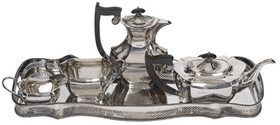 Lot 619 - Tea Service.  An art deco silver four-piece tea service by Edward Viner, Sheffield 1928