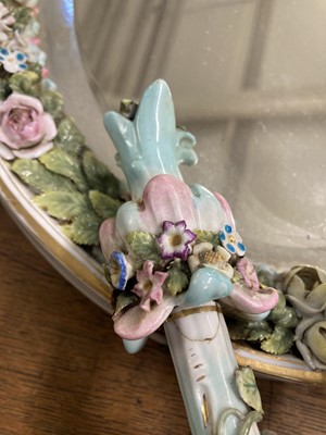 Lot 448 - Wall Mirrors. A pair of Dresden porcelain wall mirrors