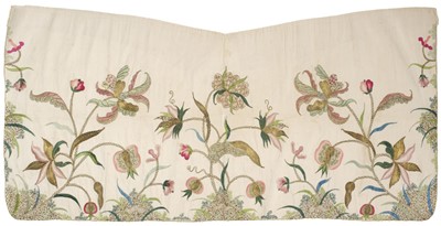 Lot 482 - Embroidered Apron. An English embroidered silk apron panel, circa 1720-1740