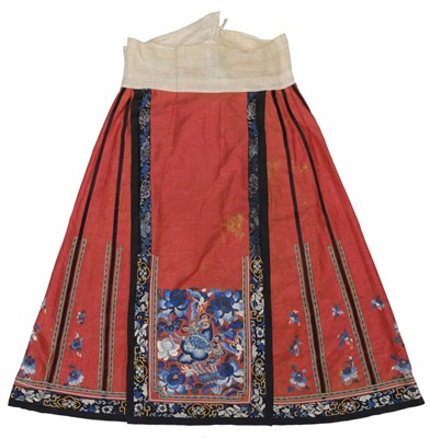 Lot 474 - Chinese Skirt. An embroidered skirt, late Qing Dynasty