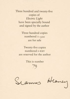 Lot 596 - Heaney (Seamus). Electric Light, limited issue, 2001