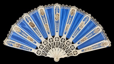 Lot 550 - Photograph Fan. A folding fan with photos of European statesmen and military officers, c. 1870s/80s