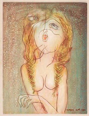 Lot 215 - Cox (Morris, 1903-1998). Maeve, 1981, acrylic and oil glaze on board with incised lines