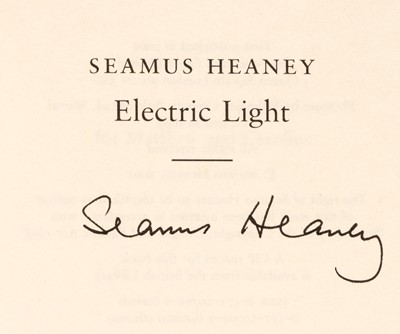 Lot 595 - Heaney (Seamus). Electric Light, 1st edition, 2001