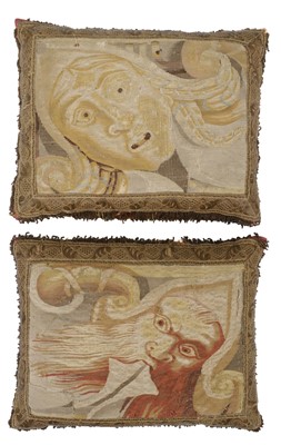 Lot 541 - Tapestry Cushions. A pair of cushions of early tapestry, Continental, probably 17th century