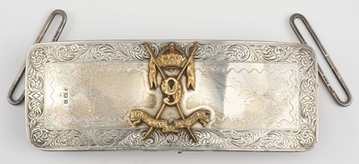 Lot 90 - Officer's Pouch. An Edward VII officer's silver mounted pouch of the 9th Lancers