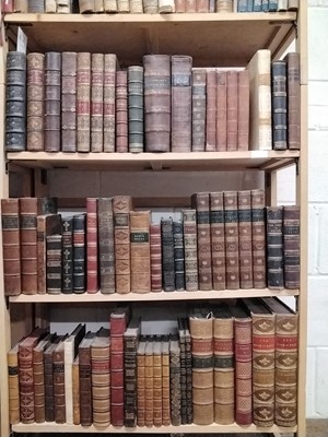 Lot 498 - Bindings. A collection of 19th Century leather bound literature, approximately 50 volumes