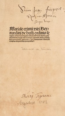 Lot 299 - Busti (Bernardinus de). Mariale eximii viri Bernardini de busti ordinis seraphici Francisci, 1502