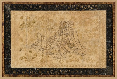 Lot 83 - Persian Miniature. Two noblemen reclining, late 17th or early 18th century