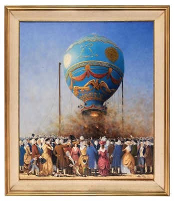 Lot 295 - Tidy (Alan). The First Aeronauts, Hot Air Balloon, oil on canvas