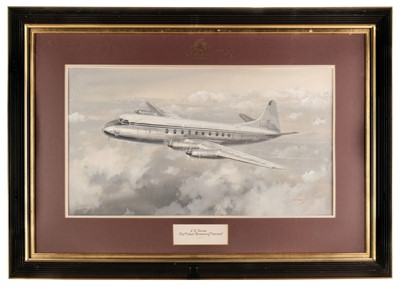 Lot 299 - Turner (Charles Eddowes, 1883-1965). The Vickers Armstrong 'Viscount', 1953, watercolour