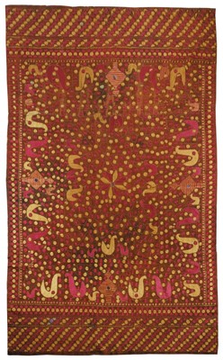 Lot 502 - Indian Phulkari. An embroidered phulkari shawl, late 19th/early 20th century, & other items