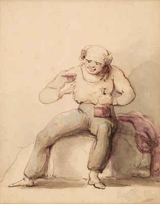 Lot 169 - Attributed to Edward Ardizzone (1900-1979). Seated man with Grog, pen, ink and watercolour