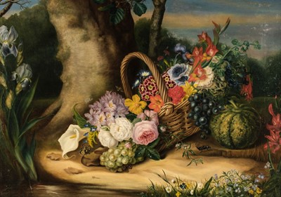 Lot 148 - French School. Still Life on a Mossy Bank, later 19th century