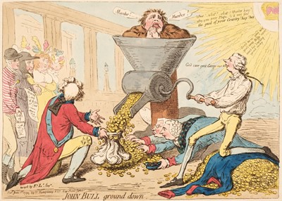 Lot 230 - Gillray (James). John Bull Ground Down, H. Humphrey, June 1st 1795