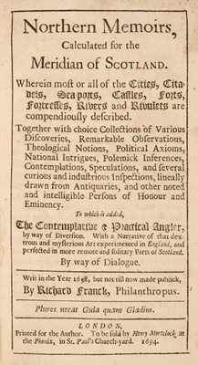 Lot 63 - Franck (R. ). Northern Memoirs, Calculated for the Meridian of Scotland, 1st edition, London: 1694