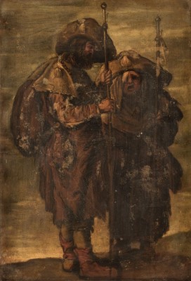 Lot 4 - Callot (Jacques, 1592-1635). The Pilgrims, oil on paper laid onto panel