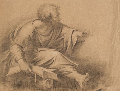 Lot 92 - Italian School. Biblical Figure, 18th century, black chalk with touches of white chalk