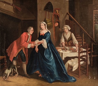 Lot 141 - English School. The Proposal,  late 18th century, oil on canvas