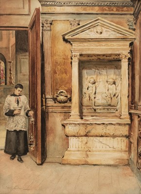 Lot 202 - Orsi (Carlo, 1835-1894). Lavabo (washing bowl), Florence Cathedral Interior, watercolour