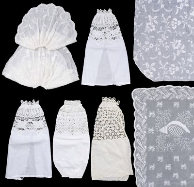 Lot 494 - Embroidered. A collection of whitework embroidered and lace items, 18th century and later