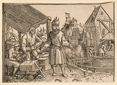 Lot 23 - Altdorfer (Albrecht, 1480-1538). Maxmillian as Architect, circa 1515, woodcut on laid paper