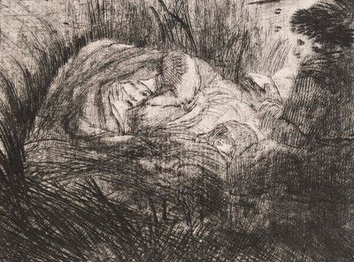 Lot 69 - Rembrandt (van Rijn, 1606-1669). Adoration of the Shepherds: A Night Piece, 1652, etching
