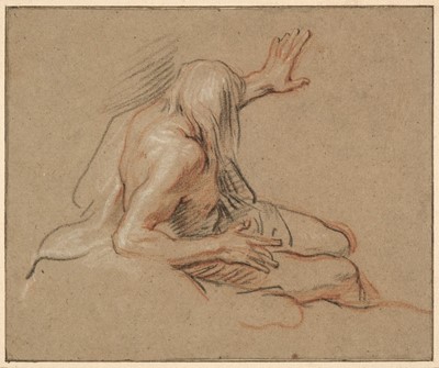 Lot 81 - Coypel (Antoine, 1661-1722). Reclining Man, black, red and white chalks on laid paper