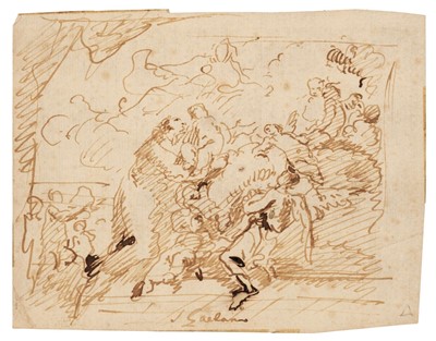 Lot 100 - Tiepolo (Giovanni Domenico, 1727-1804). San Gaetano, brown pen and ink on laid paper