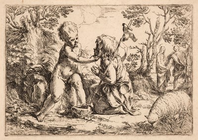 Lot 45 - Reni (Guido, 1575-1642). Infant Christ and St. John the Baptist, circa 1595-1600, etching