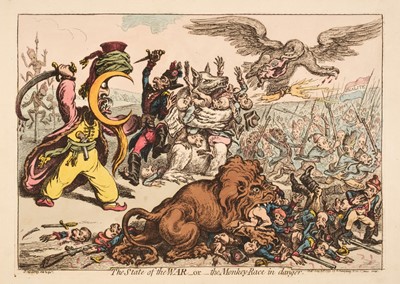 Lot 252 - Gillray (James). The State of War, or, the Monkey-Race in danger, London: 1799