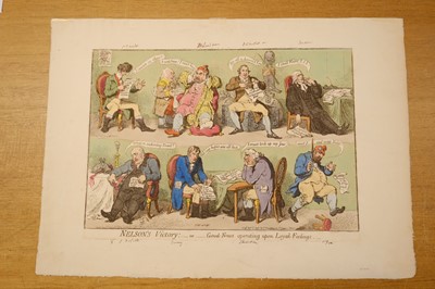 Lot 235 - Gillray (James). Nelson's Victory, or Good-News Operating upon Loyal Feelings, London: 1798