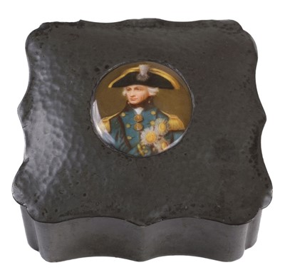 Lot 282 - Nelson (Horatio, 1758-1805). A pewter box commemorating Admiral Lord Nelson