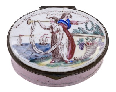 Lot 285 - Nelson (Horatio, 1758-1805). A Staffordshire, Bilston enamel patch box