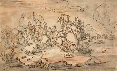 Lot 41 - Attributed to Francois Perrier, le Bourgignon (1590-1650). A Cavalry Skirmish