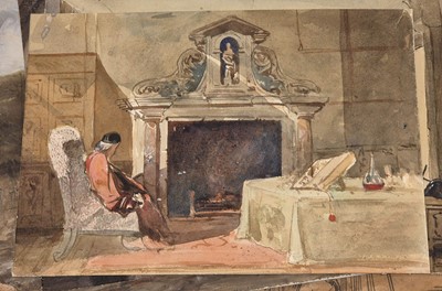Lot 130 - Brewer (Henry Charles, 1866-1950). Cathedral Nave, watercolour on card