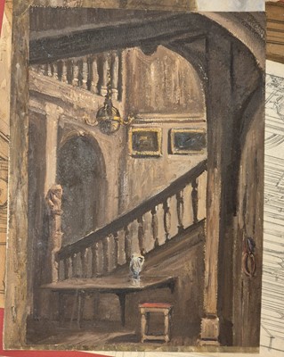 Lot 130 - Brewer (Henry Charles, 1866-1950). Cathedral Nave, watercolour on card