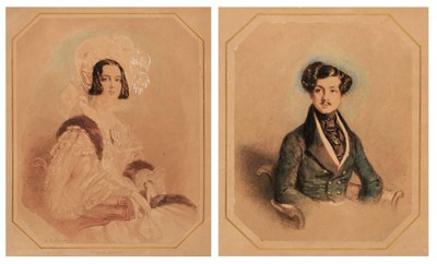 Lot 211 - Chalon (Alfred Edward, 1780-1860). Portraits of a Gentleman and a Lady, 1836