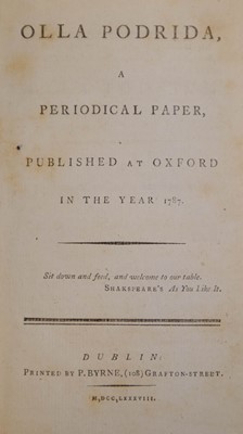 Lot 343 - Monro, Thomas, editor. Olla Podrida, A Periodical Paper, Published at Oxford in the Year 1787