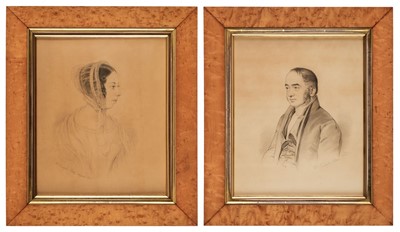 Lot 187 - Binyon Family Portraits. A pair of half-length portraits of Rachel and Thomas Binyon, 1845 & 1847